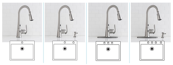 MOEN Haysfield Kitchen Faucet 1-, 2-, 3-, or 4-Hole Sink Configuration